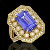 Image 1 : 5.86 ctw Certified Tanzanite & Diamond Victorian Ring 14K Yellow Gold - REF-345H5R