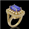 Image 2 : 5.86 ctw Certified Tanzanite & Diamond Victorian Ring 14K Yellow Gold - REF-345H5R