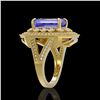 Image 3 : 5.86 ctw Certified Tanzanite & Diamond Victorian Ring 14K Yellow Gold - REF-345H5R