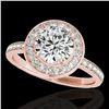 Image 1 : 1.65 ctw Certified Diamond Solitaire Halo Ring 10k Rose Gold - REF-252W3H