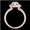 Image 2 : 1.65 ctw Certified Diamond Solitaire Halo Ring 10k Rose Gold - REF-252W3H