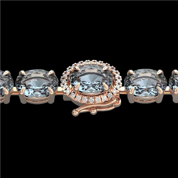 36 ctw Sky Blue Topaz & VS/SI Diamond Micro Bracelet 14k Rose Gold - REF-115M8G