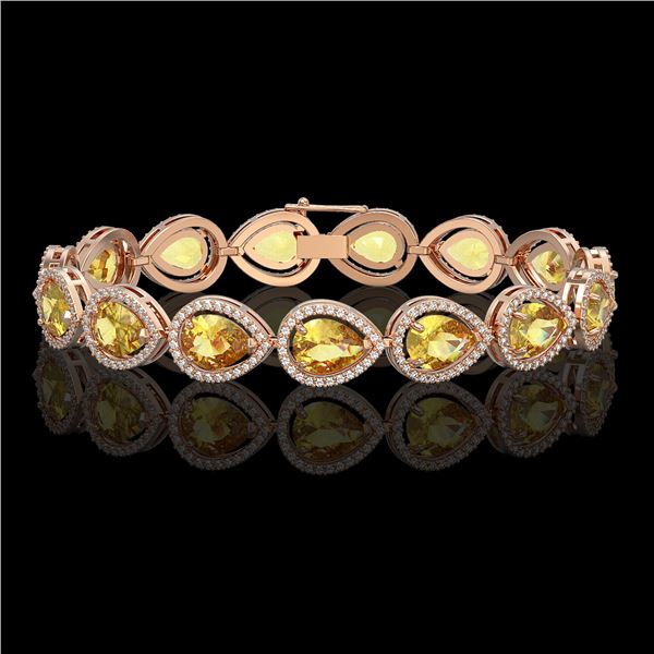 17.3 ctw Fancy Citrine & Diamond Micro Pave Halo Bracelet 10k Rose Gold - REF-282N9F