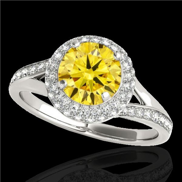 1.85 ctw Certified SI/I Fancy Intense Yellow Diamond Ring 10k White Gold - REF-250R9K