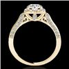 Image 2 : 1.5 ctw Certified Diamond Solitaire Halo Ring 10k Yellow Gold - REF-204M5G