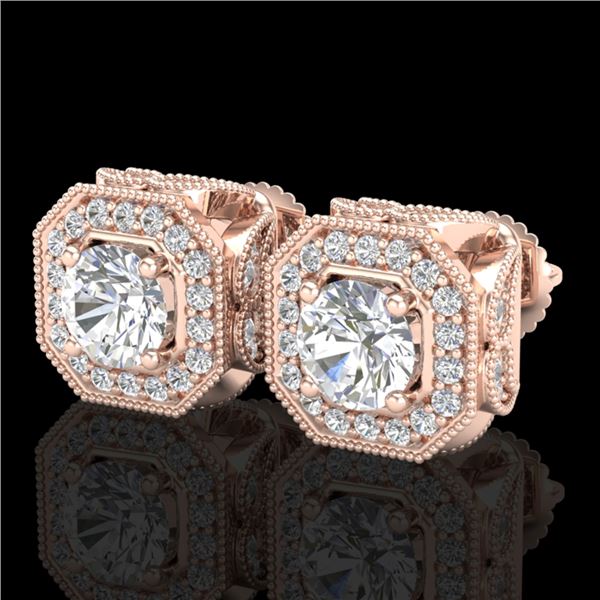 2.75 ctw VS/SI Diamond Solitaire Art Deco Stud Earrings 18k Rose Gold - REF-472R8K