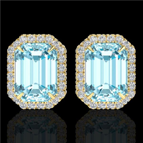 12 ctw Sky Blue Topaz & Micro Pave Diamond Earrings 18k Yellow Gold - REF-87Y3X