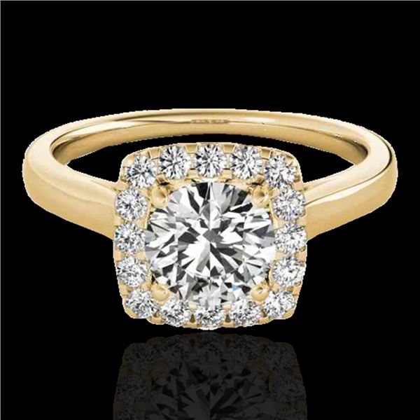 1.37 ctw Certified Diamond Solitaire Halo Ring 10k Yellow Gold - REF-197M8G