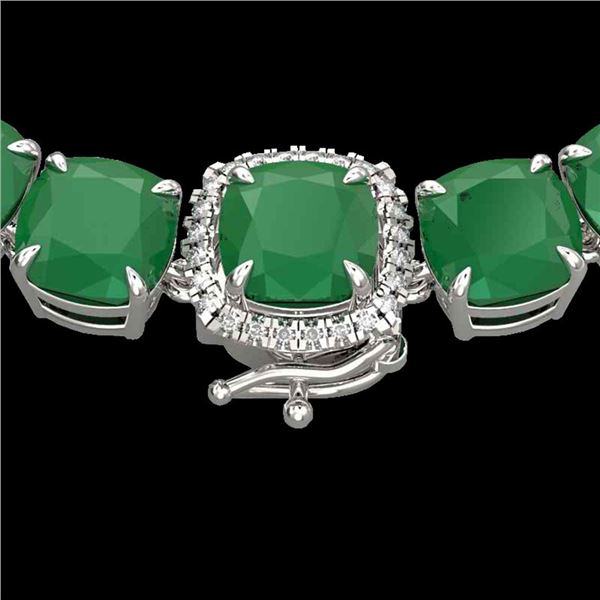 116 ctw Emerald & VS/SI Diamond Micro Pave Necklace 14k White Gold - REF-981R8K