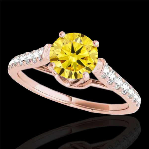 1.46 ctw Certified SI/I Fancy Intense Yellow Diamond Ring 10k Rose Gold - REF-182A8N