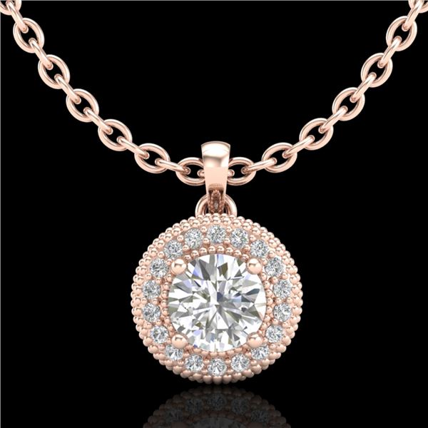 1 ctw VS/SI Diamond Solitaire Art Deco Stud Necklace 18k Rose Gold - REF-180Y2X