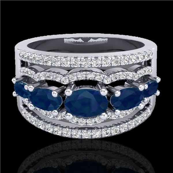 2.25 ctw Sapphire & Micro Pave VS/SI Diamond Designer Ring 10k White Gold - REF-81G8W