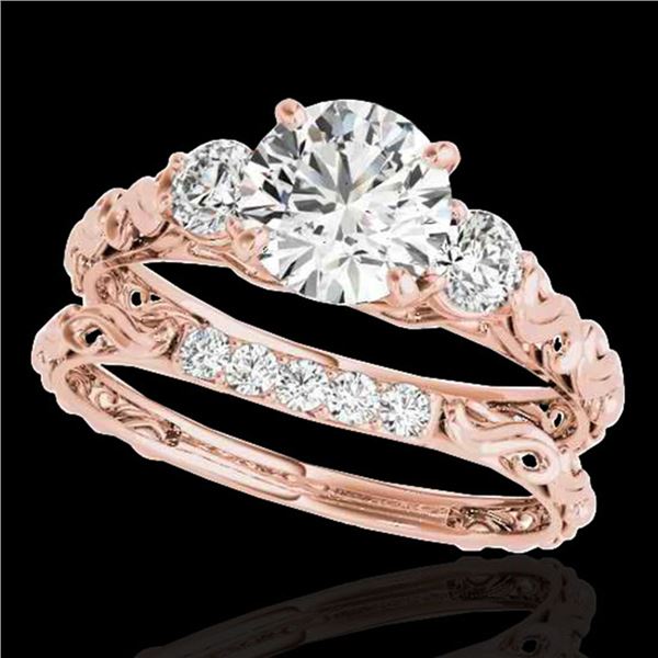 1.35 ctw Certified Diamond 3 Stone Ring 10k Rose Gold - REF-177X3A