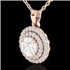 Image 2 : 1 ctw Micro Pave VS/SI Diamond Solitaire NECKALCE Halo 14k Rose Gold - REF-160A2N