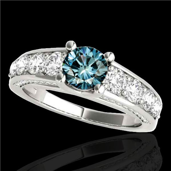 3.05 ctw SI Certified Fancy Blue Diamond Solitaire Ring 10k White Gold - REF-286M4G