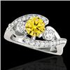 Image 1 : 1.76 ctw Certified SI Intense Yellow Diamond Bypass Ring 10k White Gold - REF-238H6R