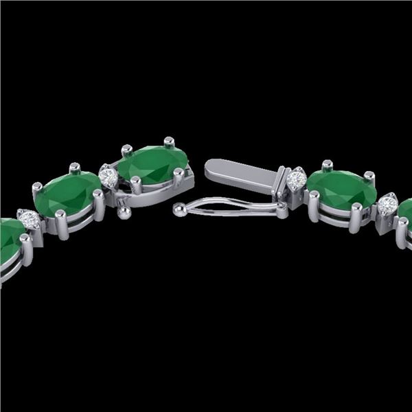 35 ctw Emerald & VS/SI Diamond Eternity Necklace 10k White Gold - REF-200M8G