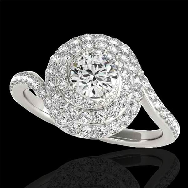 2.11 ctw Certified Diamond Solitaire Halo Ring 10k White Gold - REF-259F3M