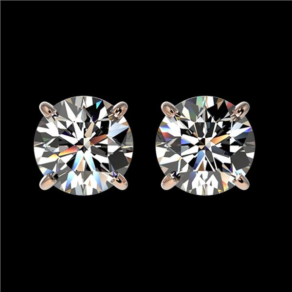 1.52 ctw Certified Quality Diamond Stud Earrings 10k Rose Gold - REF-127H5R