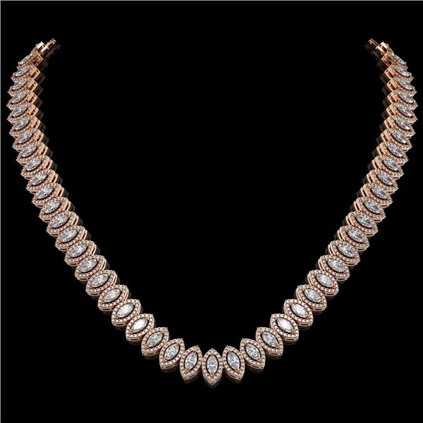 26.11 ctw Marquise Cut Diamond Micro Pave Necklace 18K Rose Gold - REF-2240Y2X