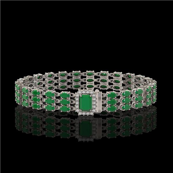 28.74 ctw Emerald & Diamond Bracelet 14K White Gold - REF-318F2M