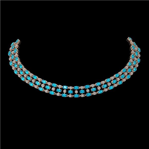 61.73 ctw Swiss Topaz & Diamond Necklace 10K Rose Gold - REF-527A3N