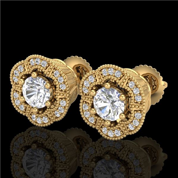 1.51 ctw VS/SI Diamond Solitaire Art Deco Stud Earrings 18k Yellow Gold - REF-263Y6X