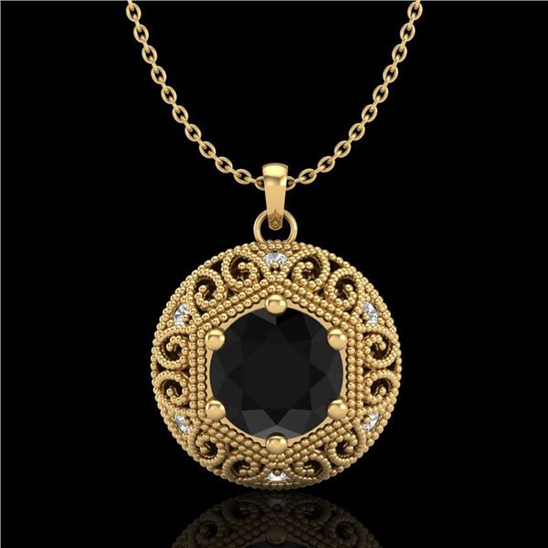 1.11 ctw Fancy Black Diamond Art Deco Stud Necklace 18k Yellow Gold - REF-87G3W