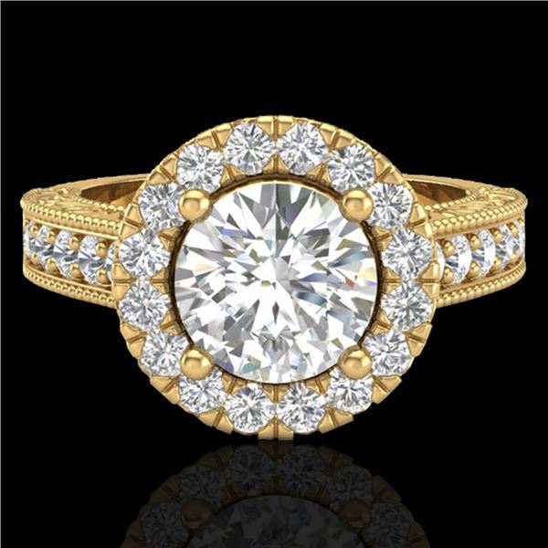2.25 ctw Vintage VS/SI Diamond Halo Ring 14k Yellow Gold - REF-541N8F
