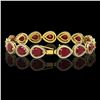 Image 2 : 30.06 ctw Ruby & Diamond Micro Pave Halo Bracelet 10k Yellow Gold - REF-368R5K