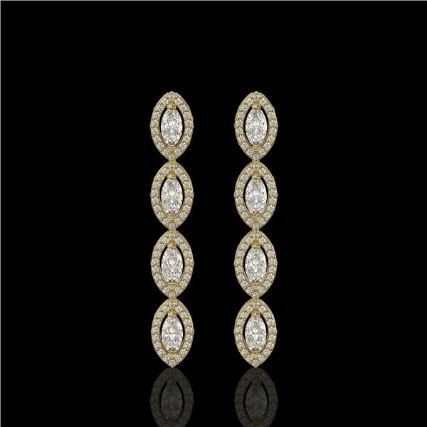 3.84 ctw Marquise Cut Diamond Micro Pave Earrings 18K Yellow Gold - REF-334W6H