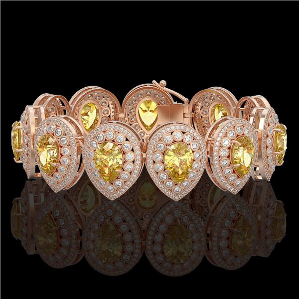 46.44 ctw Canary Citrine & Diamond Victorian Bracelet 14K Rose Gold - REF-1328A2N