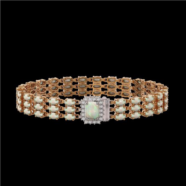 20.23 ctw Opal & Diamond Bracelet 14K Rose Gold - REF-318A2N