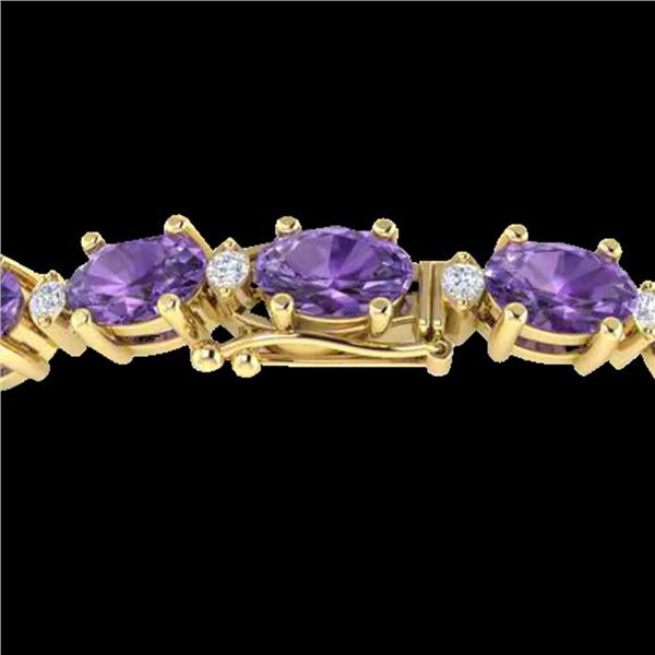 19.7 ctw Amethyst & VS/SI Diamond Eternity Bracelet 10k Yellow Gold - REF-104G2W