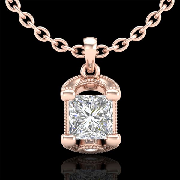 1.25 ctw Princess VS/SI Diamond Art Deco Necklace 18k Rose Gold - REF-330M2G