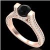 Image 1 : 2 ctw Fancy Black Diamond Engagment Micro Pave Ring 18k Rose Gold - REF-160M2G