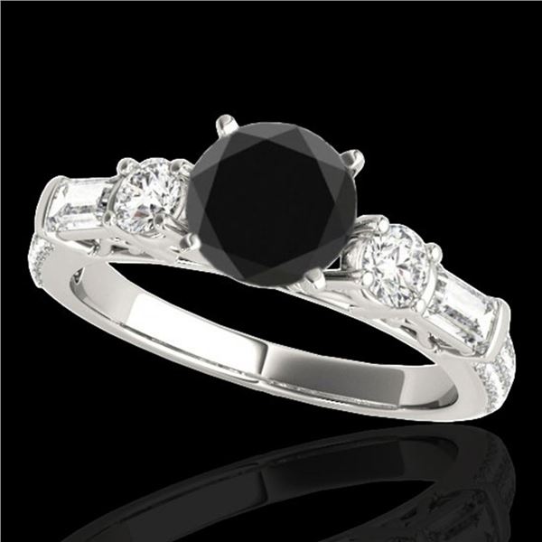 2.5 ctw Certified VS Black Diamond Pave Solitaire Ring 10k White Gold - REF-104X2A