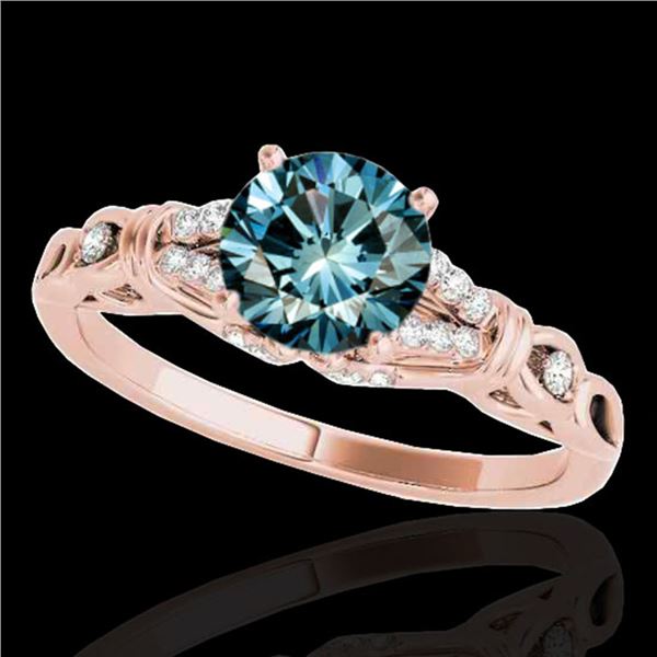 1.2 ctw SI Certified Fancy Blue Diamond Solitaire Ring 10k Rose Gold - REF-135X2A