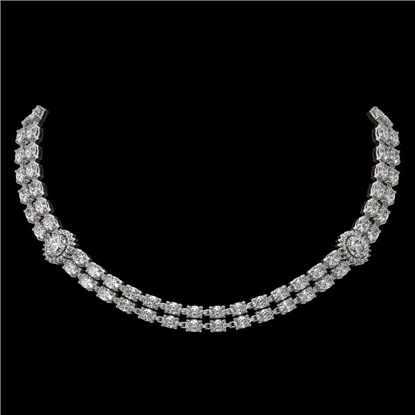 29.98 ctw Rare Oval Diamond Necklace 18K White Gold - REF-3584F9M