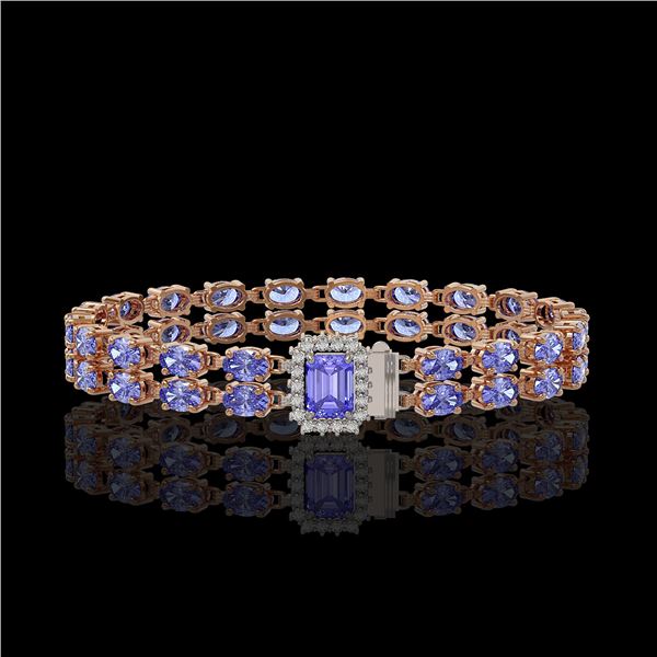 16.08 ctw Tanzanite & Diamond Bracelet 14K Rose Gold - REF-236H4R