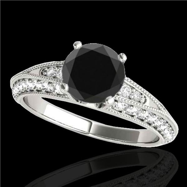 1.58 ctw Certified VS Black Diamond Solitaire Antique Ring 10k White Gold - REF-59F3M