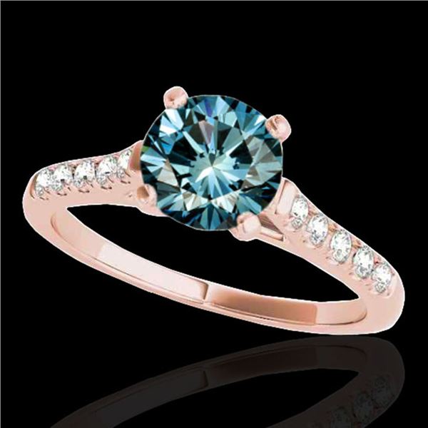 1.2 ctw SI Certified Fancy Blue Diamond Solitaire Ring 10k Rose Gold - REF-122G8W