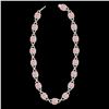 Image 2 : 49 ctw Morganite & Micro Diamond Eternity Necklace 14k Rose Gold - REF-1150G9W