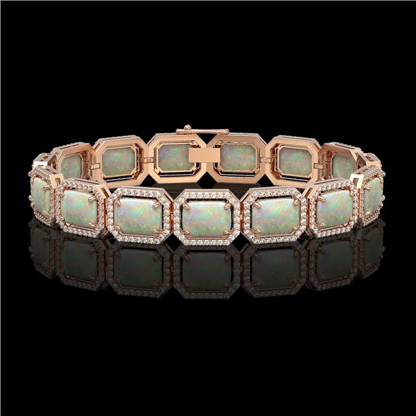 24.37 ctw Opal & Diamond Micro Pave Halo Bracelet 10k Rose Gold - REF-372R8K