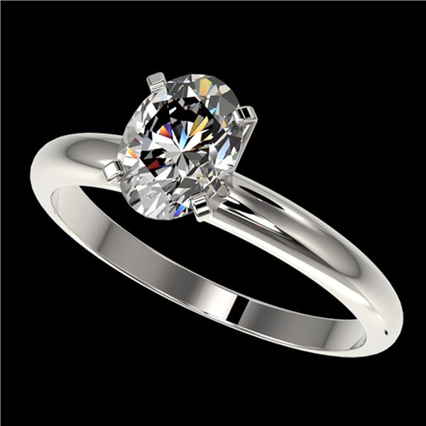 1.25 ctw Certified VS/SI Quality Oval Diamond Ring 10k White Gold - REF-303G4W