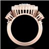 Image 3 : 2.62 ctw Intense Blue Diamond Art Deco 3 Stone Ring 18k Rose Gold - REF-290M9G