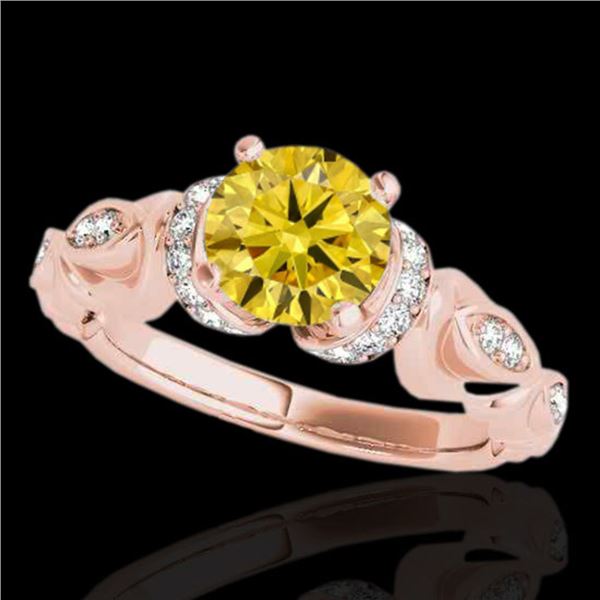 1.2 ctw Certified SI Intense Yellow Diamond Antique Ring 10k Rose Gold - REF-184N3F