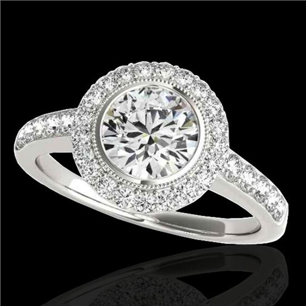 1.5 ctw Certified Diamond Solitaire Halo Ring 10k White Gold - REF-218F2M