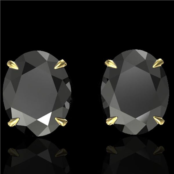 10 ctw Black Diamond Designer Stud Earrings 18k Yellow Gold - REF-218Y2X