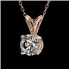 Image 2 : 0.75 ctw Certified Quality Diamond Solitaire Necklace 10k Rose Gold - REF-61W8H
